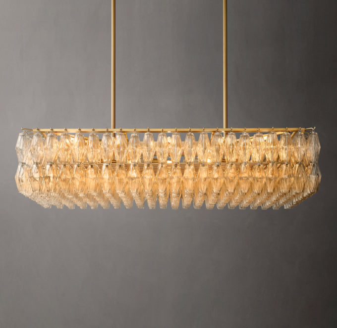Chiara Clear Glass Rectangular Chandelier 54"