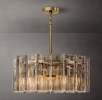 Lattice Smoke Glass Round Chandelier 37"