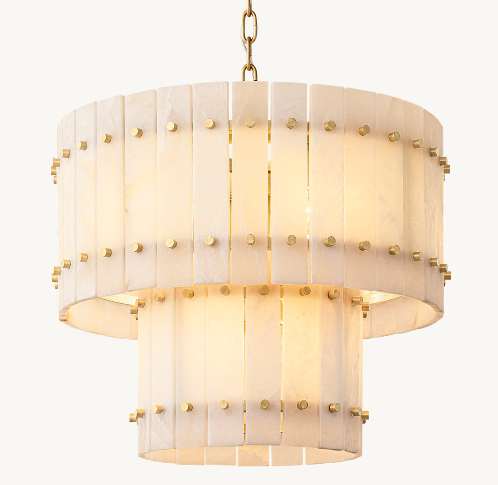 San Marco Alabaster Round Tiered Chandelier 22"