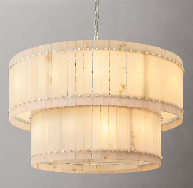 San Marco Alabaster Round Tiered Chandelier 48"