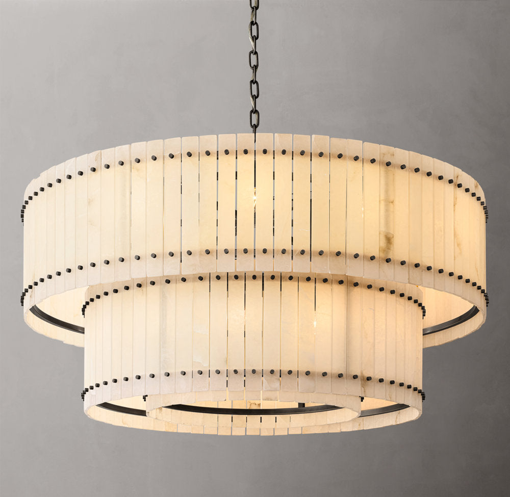 San Marco Alabaster Round Tiered Chandelier 60"