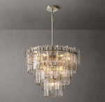 Lattice Clear Glass Tiered Round Chandelier 36"
