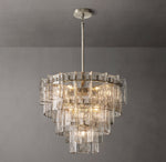 Lattice Clear Glass Tiered Round Chandelier 36"