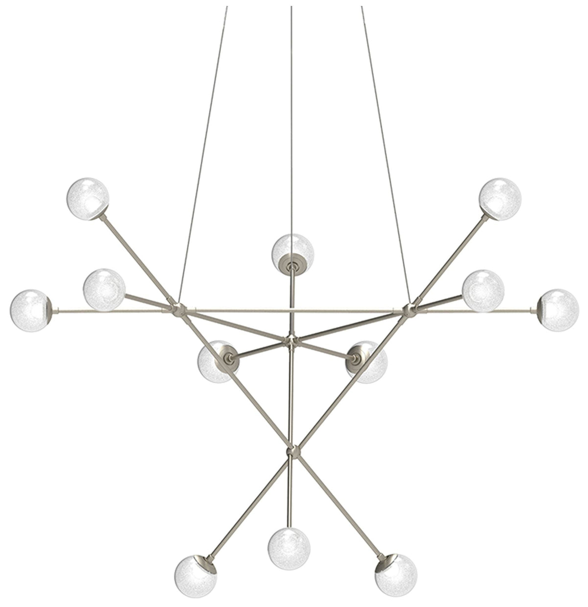 Proton Alpha 40" Wide Satin Nickel LED Pendant With White Crushed Glas