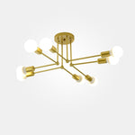 8 Light Modern Linear Gold Flush Mount Light Metal LED Ceiling Light