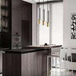 Cylindrical Mid Century Pendant Light Metal Marble LED Ceiling Light