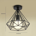 1-Light Mini Metal Geometric Caged LED Retro Flush Mount Lighting Ceiling Lights