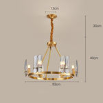 8-light LED Circular Glass Copper Nordic Chandelier Pendant Lighting