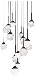 Quest 8"H x 23"W 15-Light Crystal Multi-Light Pendant in Black