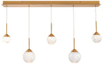 Quest 8"H x 40"W 5-Light Crystal Multi-Light Pendant in Aged Bras