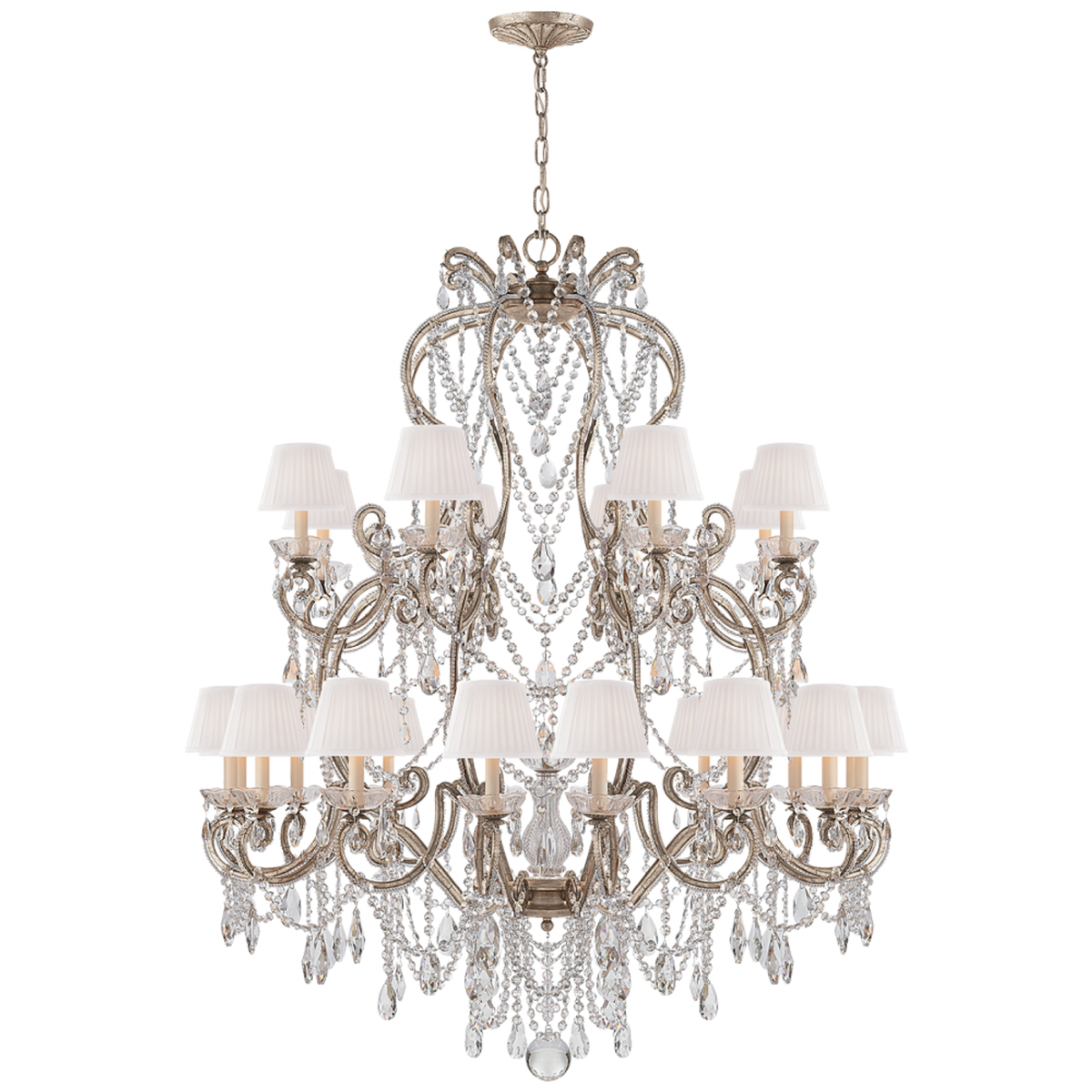 Adrianna Large Chandelier - Antique Silver Leaf
