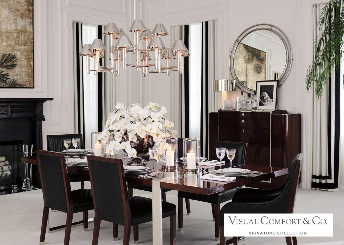 Riley Large Two Tier Chandelier - Polished Nickel and Chocolate Leather