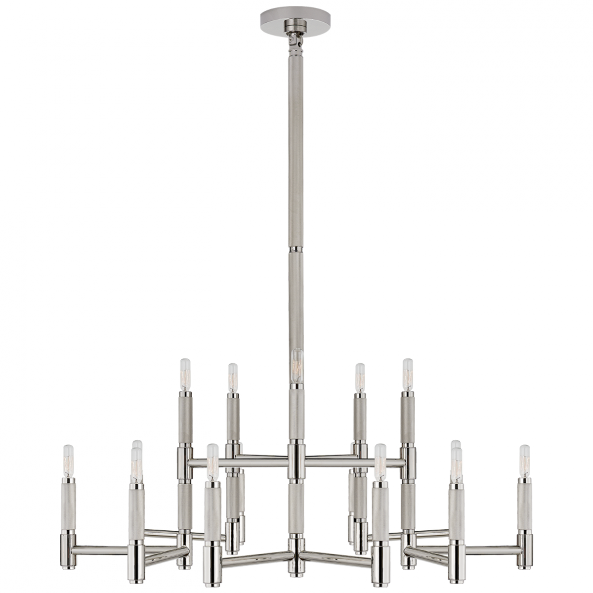 Barrett Large Knurled Chandelier - Polished Nickel