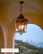 Riley Large Ring Chandelier - Polished Nickel and Chocolate Leather