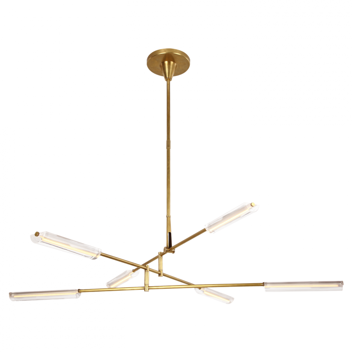 Daley Large Six Light Chandelier - Natural Brass