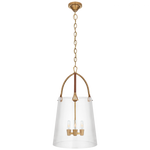 Julian Large Lantern - Polished Nickel and Chocolate Leather