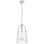 Julian Medium Lantern - Polished Nickel and Chocolate Leather