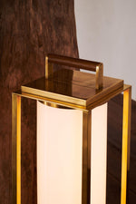 Northport Floor Lantern - Natural Brass and Teak