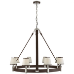 Riley Large Ring Chandelier - Polished Nickel and Chocolate Leather