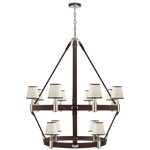 Riley Large Two Tier Chandelier - Natural Brass and Saddle Leather