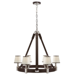 Riley Medium Ring Chandelier - Natural Brass and Navy Leather