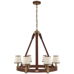 Riley Medium Ring Chandelier - Natural Brass and Saddle Leather