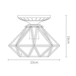 Vintage Flush Mount Ceiling Light Lantern Metal Glass Industrial Light