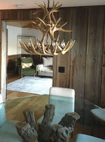 Real Antler 25" Wide Natural Brown 9-Light Chandelier