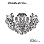 Renaissance 18"H x 26"W 6-Light Crystal Semi-Flush Mount in Black