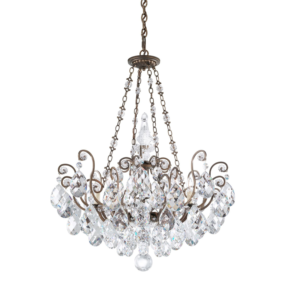 Renaissance 35"H x 26.5"W 8-Light Crystal Pendant in Etruscan Gol