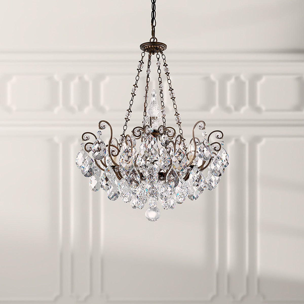 Renaissance 35"H x 26.5"W 8-Light Crystal Pendant in Etruscan Gol
