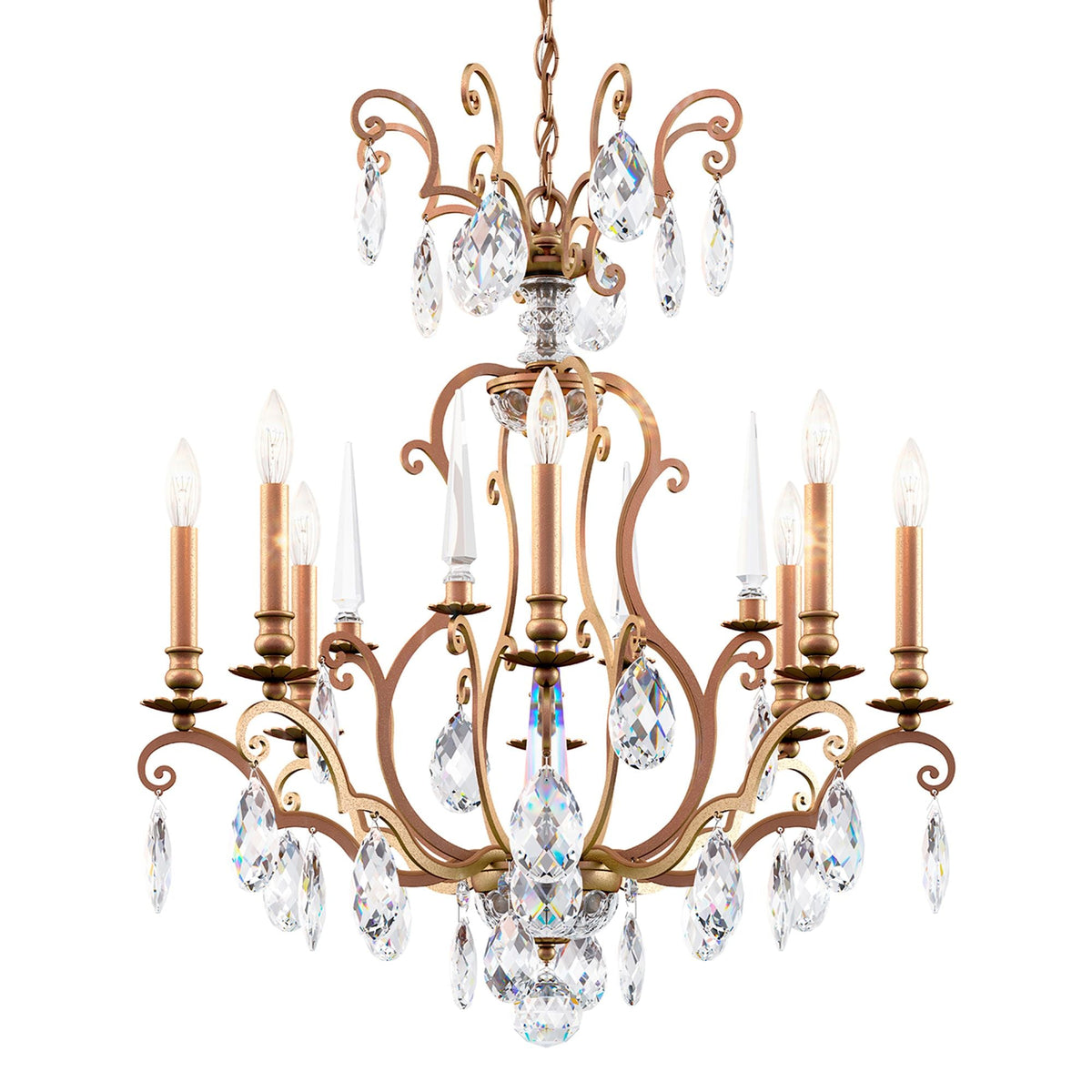 Renaissance Nouveau 31"H x 32"W 8-Light Crystal Chandelier in Etr