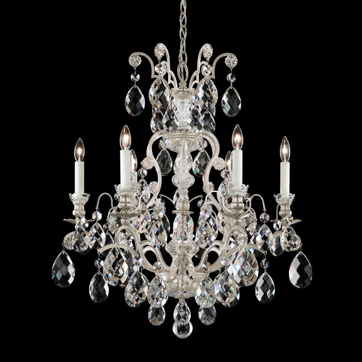 Renaissance Chandelier, 5-Light, French Gold, Clear Swarovski Crystal, 14.5"W (3769-26S 1HZRLT)