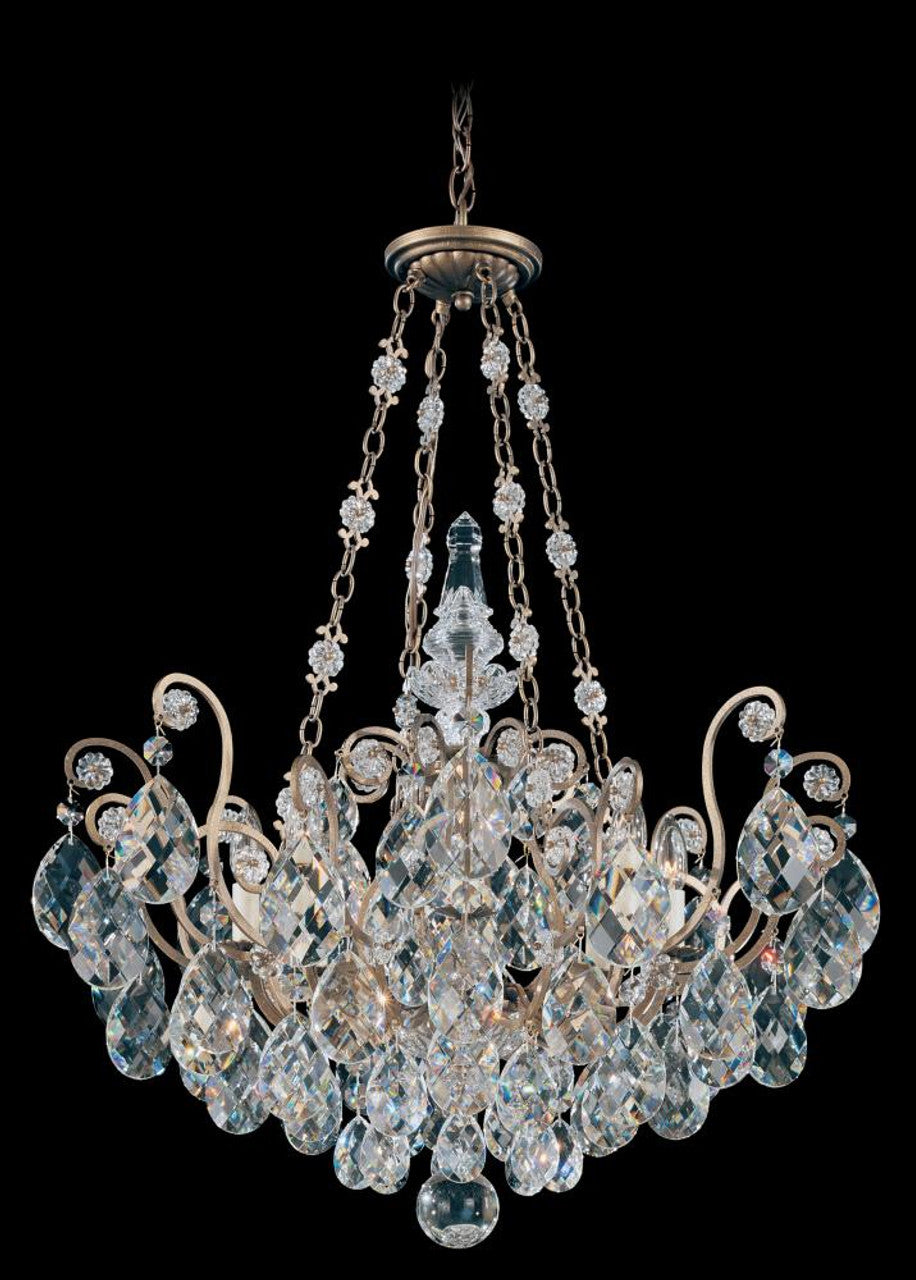 Jasmine Chandelier, 5-Light, Polished Silver, Clear Optic Crystal, 20"W (9675-40CL XUHKC)