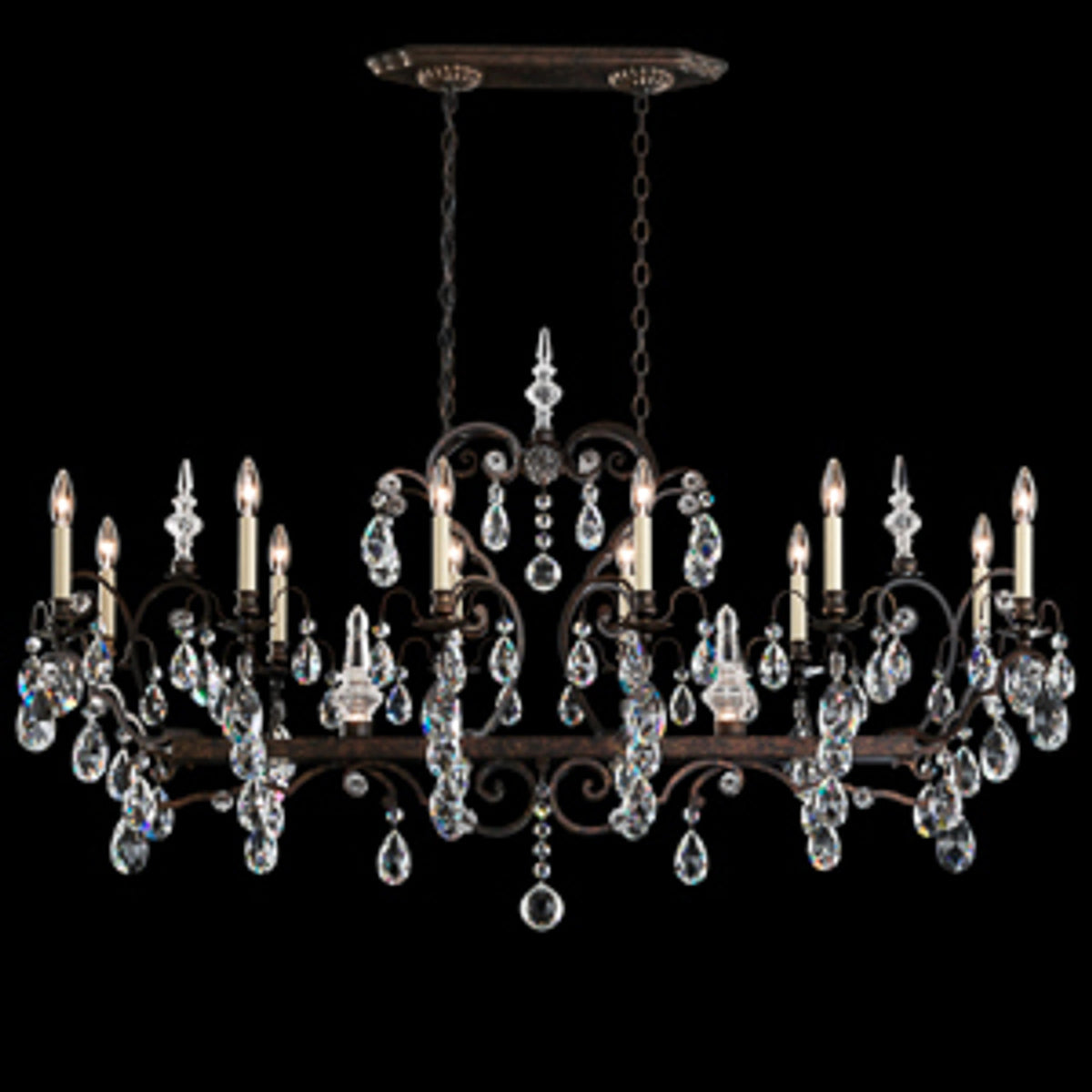 Renaissance Chandelier, 14-Light, Heirloom Gold, Clear Heritage Crystal, 56"W (3796N-22H 1J2V6L)
