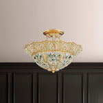 Rivendell 10.5"H x 15"W 5-Light Crystal Semi-Flush Mount in Heirl