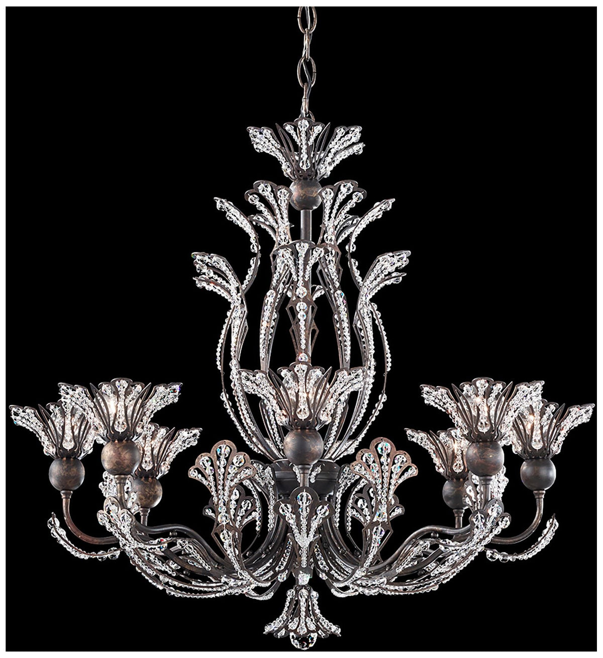 Rivendell 23"H x 26"W 8-Light Crystal Chandelier in Heirloom Bron