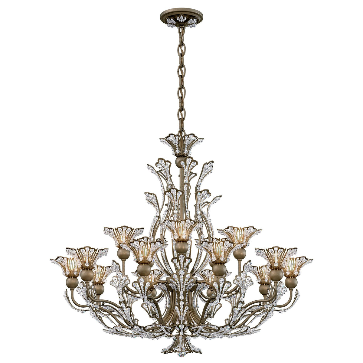 Rivendell 27"H x 32"W 16-Light Crystal Chandelier in Etruscan Gol