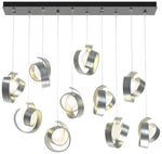 Riza 12.2" Wide 10-Light Vintage Platinum Pendant With Opal Glass Shad