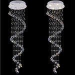 Spiraling Modern Chandelier Crystal Electroplated Metal Light Fixtures
