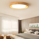 Round Dimmable LED Wooden Nordic Ceiling Lights Fixture Flush Mount Ceiling Lamp