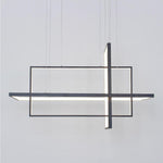 31.5'' Three-Part Futuristic Square Rectangular Hybrid Aluminum Chandelier with Capable Ambient Lights