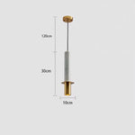Cylindrical Mid Century Pendant Light Metal Marble LED Ceiling Light