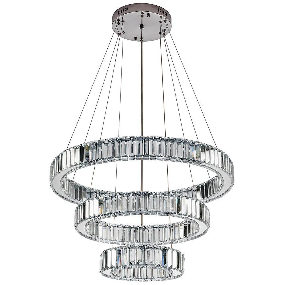Chrome Crystal 3-Tier Pendant Light Modern Chandelier