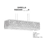 Sarella 8"H x 36.5"W 13-Lt Crystal Linear Chandelier in Pol Stain