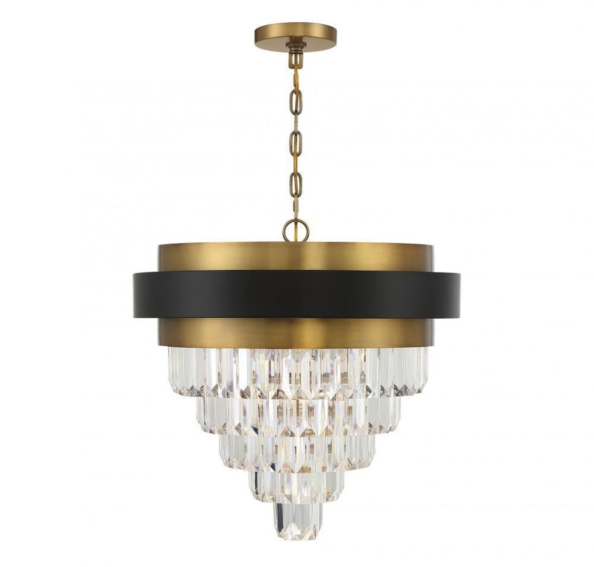 Marquise Chandelier, 4-Light, Matte Black with Warm Brass Accents, Optic Acrylic Elements Shade, 24"W (1-1669-4-143 AHXXU)