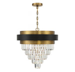 Marquise Chandelier, 9-Light, Matte Black with Warm Brass Accents, Optic Acrylic Elements Shade, 30"W (1-1668-9-143 AHXXT)