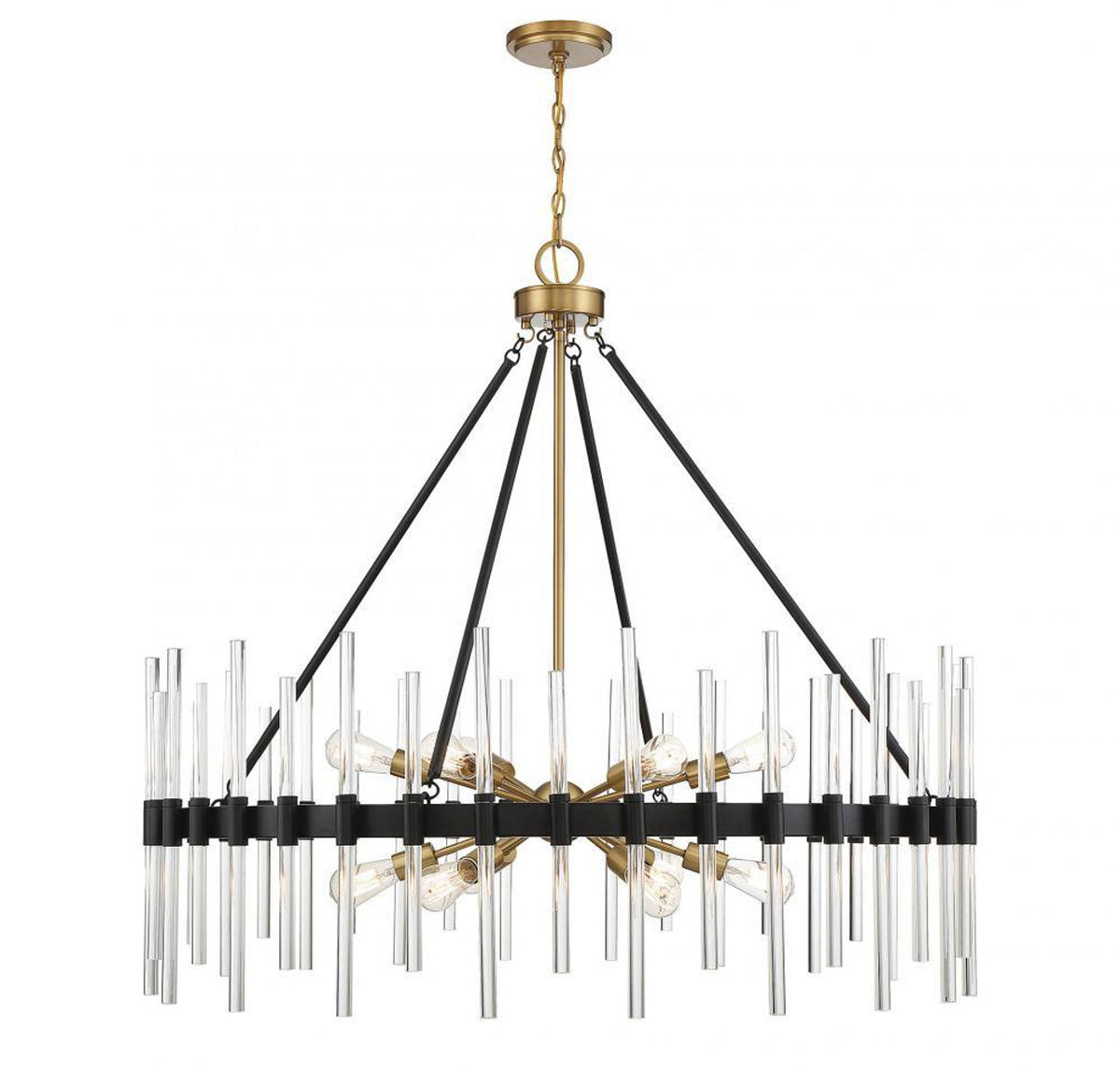 Santiago Chandelier, 12-Light, Matte Black with Warm Brass Accents, 45"W (1-1934-12-143 AHWY1)