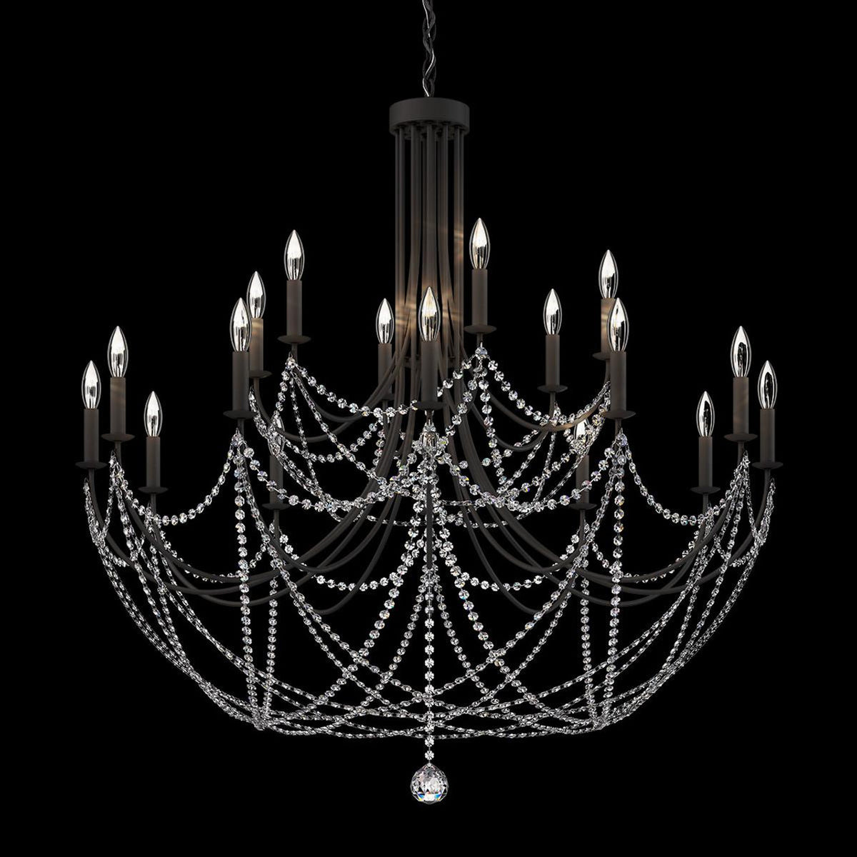 Verdana Chandelier, 18-Light, Black, Clear Optic Crystal(RJ1018N-51O 1JD433)