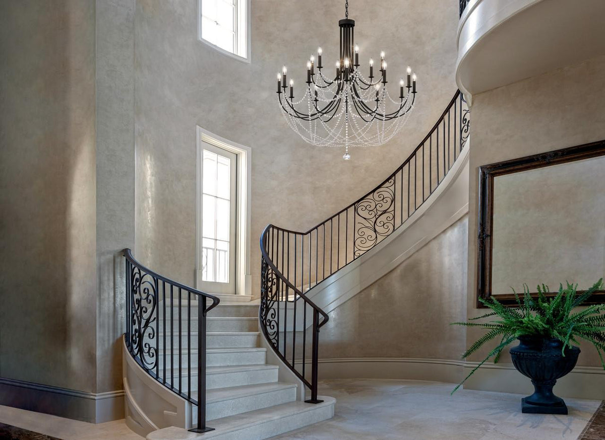 Verdana Chandelier, 18-Light, Black, Clear Optic Crystal(RJ1018N-51O 1JD433)